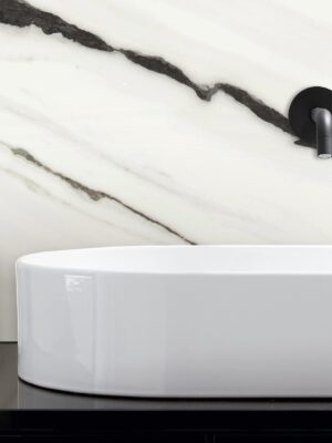 marble wallpaper mural in bathroom