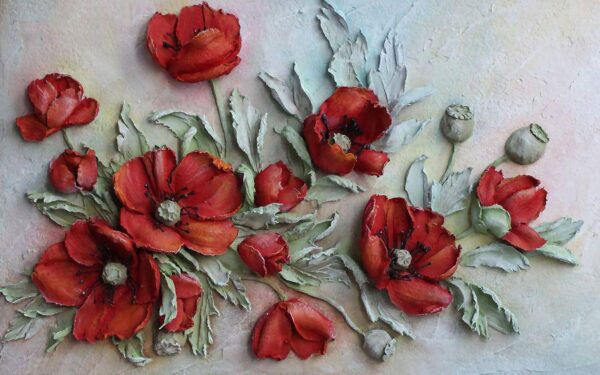 Red Poppies Floral 3D