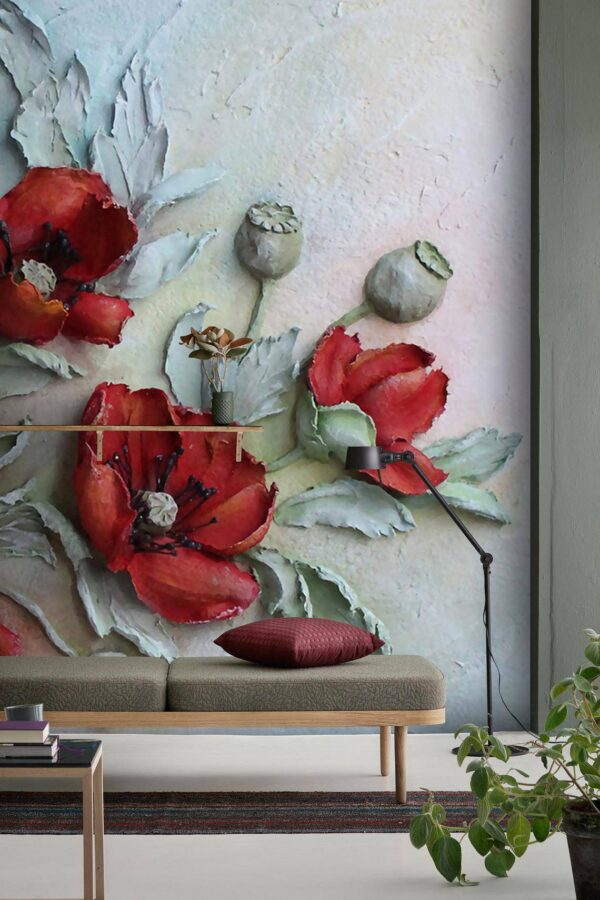 Red Poppies Floral 3D