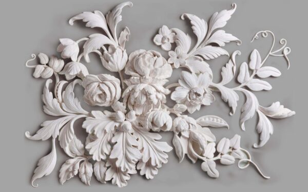 Decorative Plaster Roses & Leaves 3D Mural
