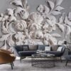 Decorative Plaster Roses & Leaves 3D Mural