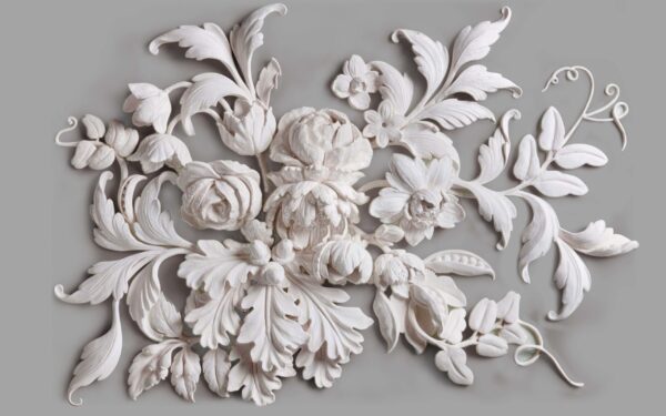 Decorative Plaster Roses & Leaves 3D Mural