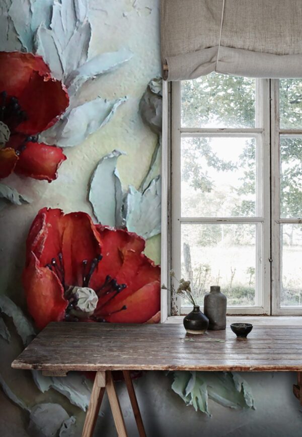 Red Poppies Floral 3D