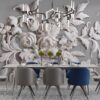 Decorative Plaster Roses & Leaves 3D Mural