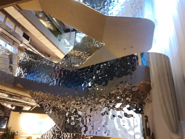 Stunning #stainlesssteel #waterripple  #metalpanels  supplied &  installed StaabDecor Australia.
Contact us to see more design and colour options in our stainless steel metal panel range today.  corrosion resistance & heat resistant suitable for domestic & commercial applications