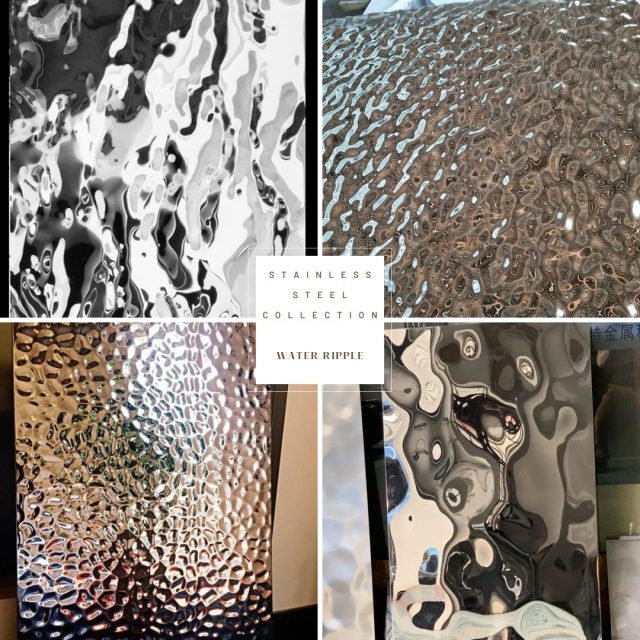 We offer a diverse selection of water ripple stainless steel sheets with an unique style that resembles a water ripple effect. They are all appealing, durable, and functional, utilized in a variety of applications such as, wall panels, ceilings, hallways, backgrounds and other ornamental and architectural projects.#waterripple #stainlesssteel #staabdecor #stainlesssteelcollection
